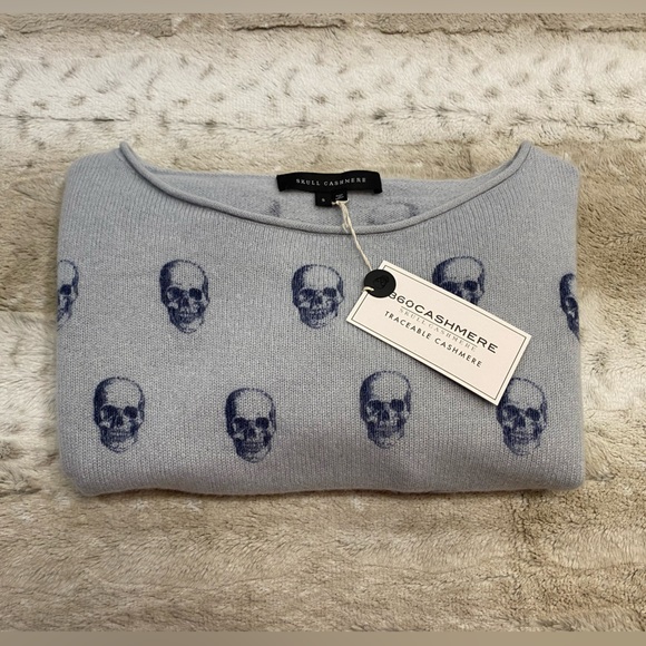 360 CASHMERE💕Gemma Skull Dropped Shoulder Cashmere Sweater Size S - Picture 9 of 13
